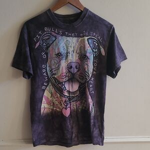 The Mountain Vintage Tie-Dye Pitbull Dog Graphic Tee Sz M